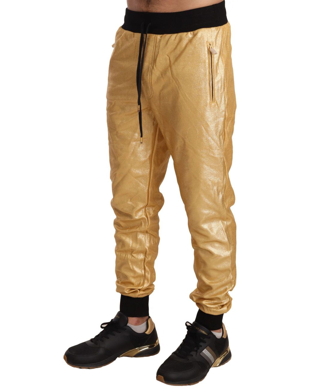 Dolce & Gabbana Dolce Gabbana Metallic Gouden Sweatpants Joggingbroek in het Black voor heren