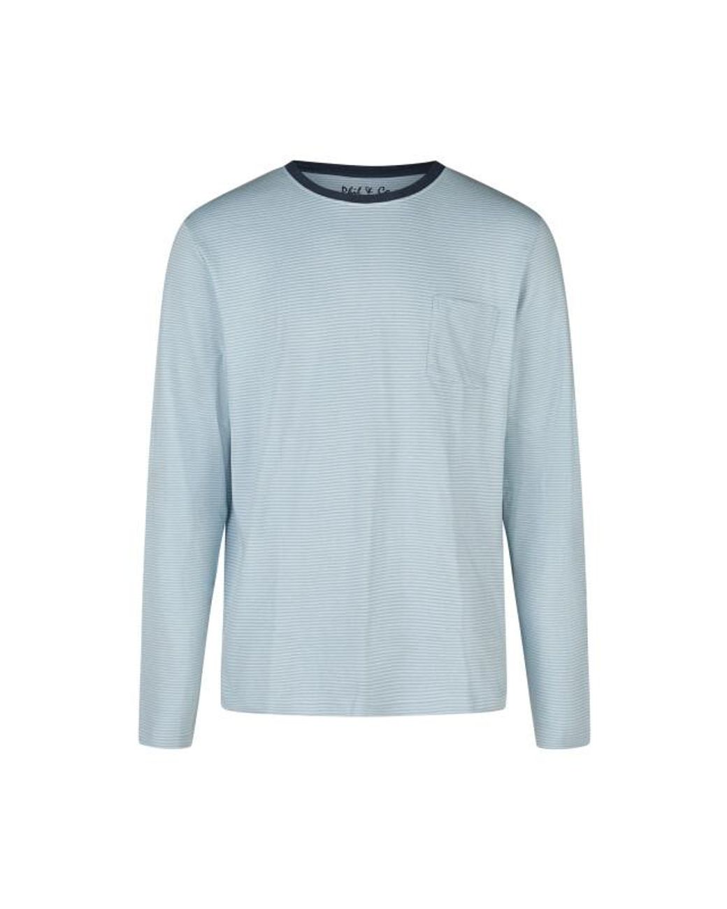 Phil & Co. Berlin Pyjama Set Interlock Lichtblauw Gestreept/Donkerblauw in het Blue voor heren