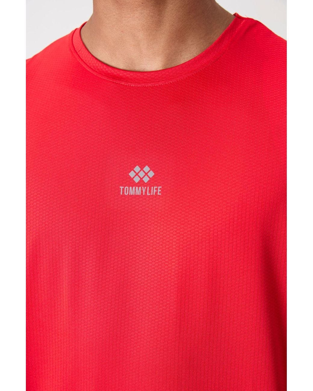 TOMMY LIFE Red Logo Patch Short-Sleeve T-Shirt for men