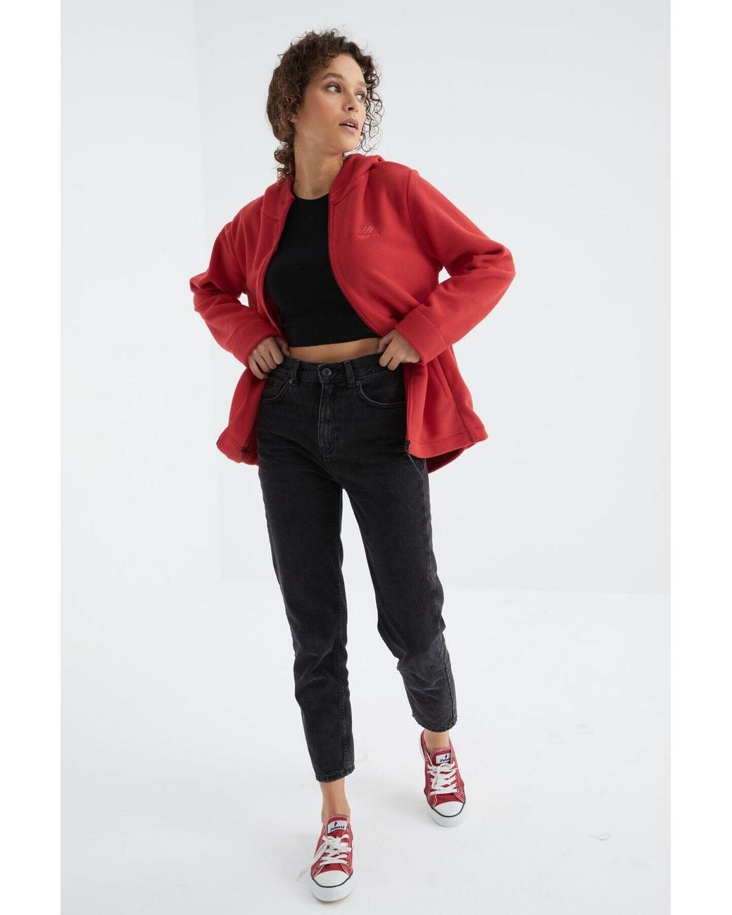 TOMMY LIFE Red Hooded Zip Sweatshirt