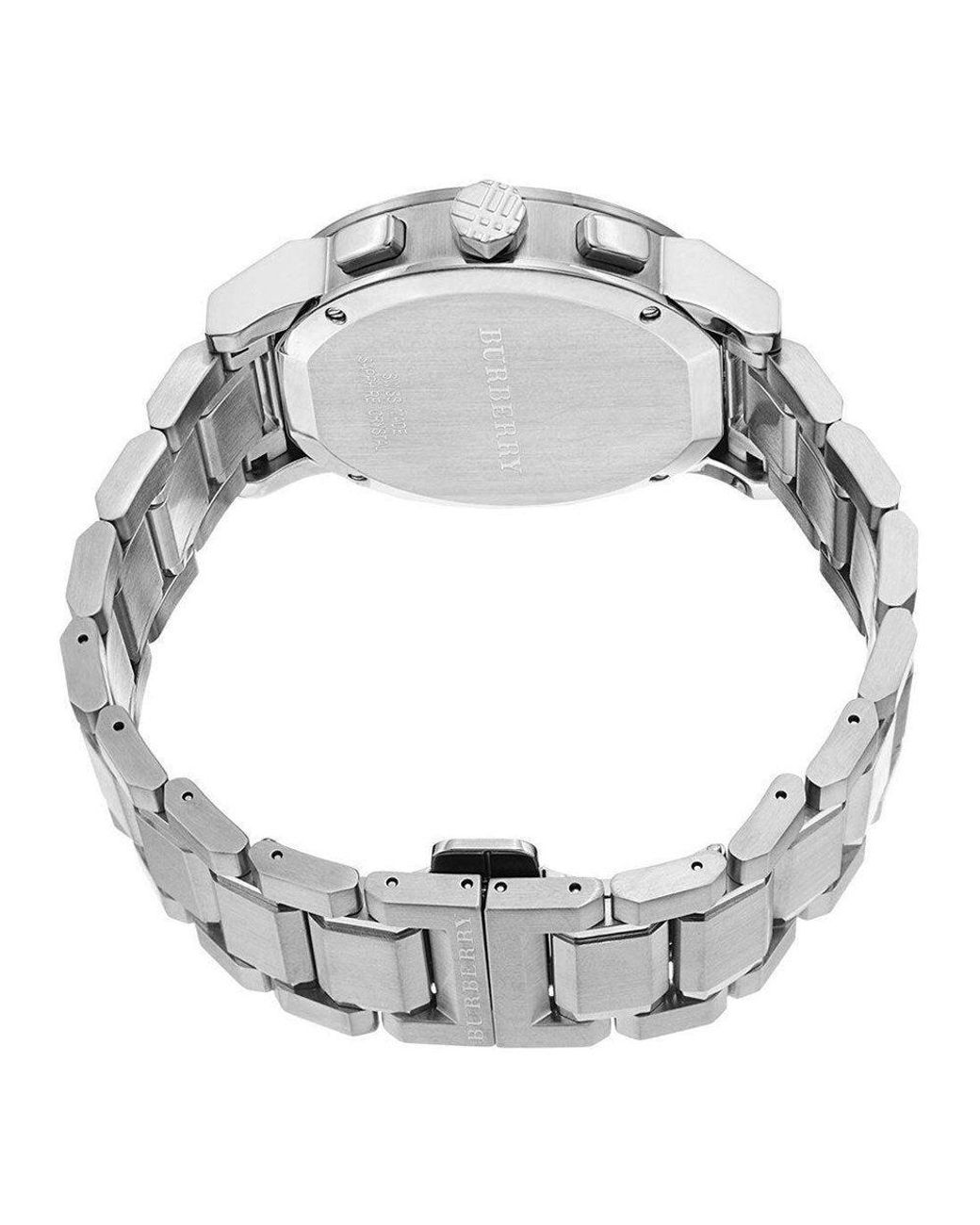 Burberry Bu9350 Groot Ruit Roestvrij Staal Armband Herenhorloge in het Metallic voor heren