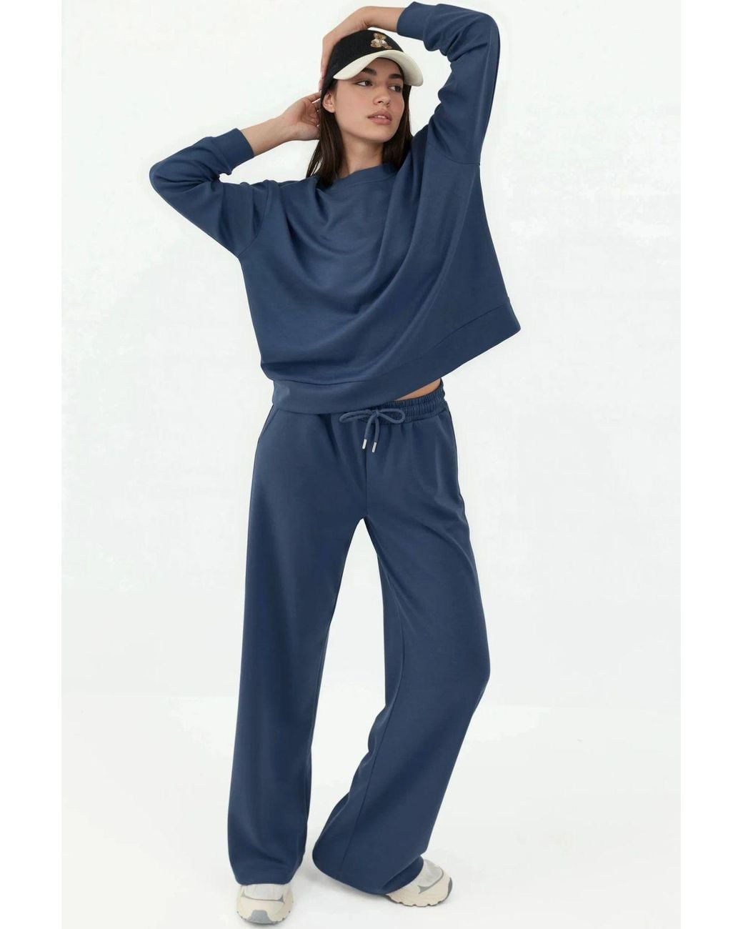 Hiccup Blue Soft Modal Touch Wide Leg Sweatpants