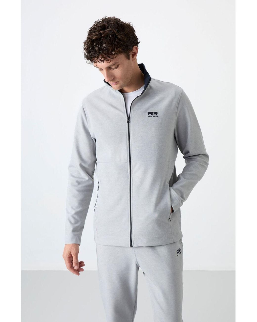 TOMMY LIFE White Zip-Collar Sweatshirt And Pants Set for men