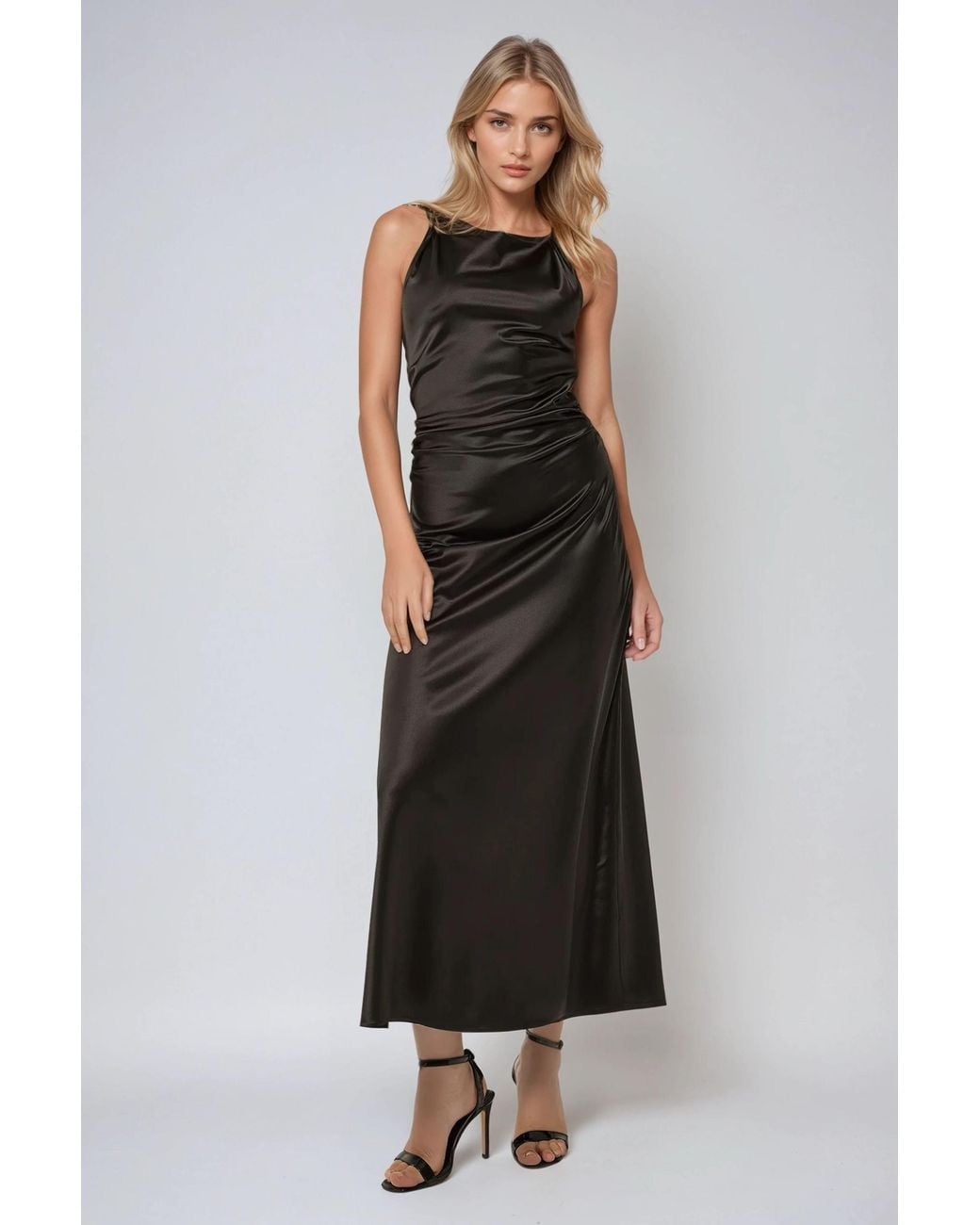 Hiccup Black Satin Maxi Dress