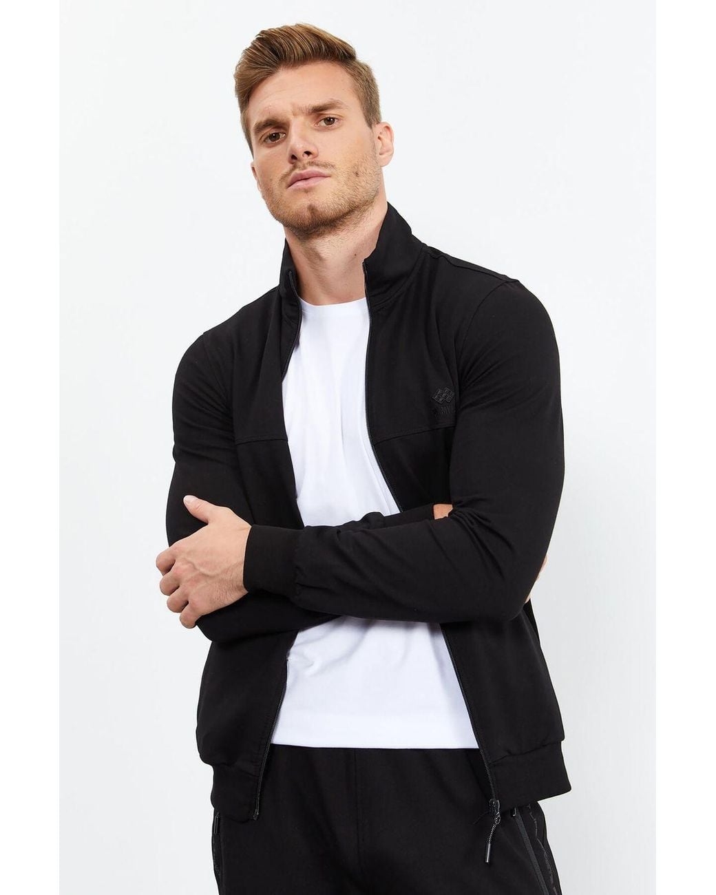 TOMMY LIFE Black Zip-Front Sweatshirt And Pants Set for men