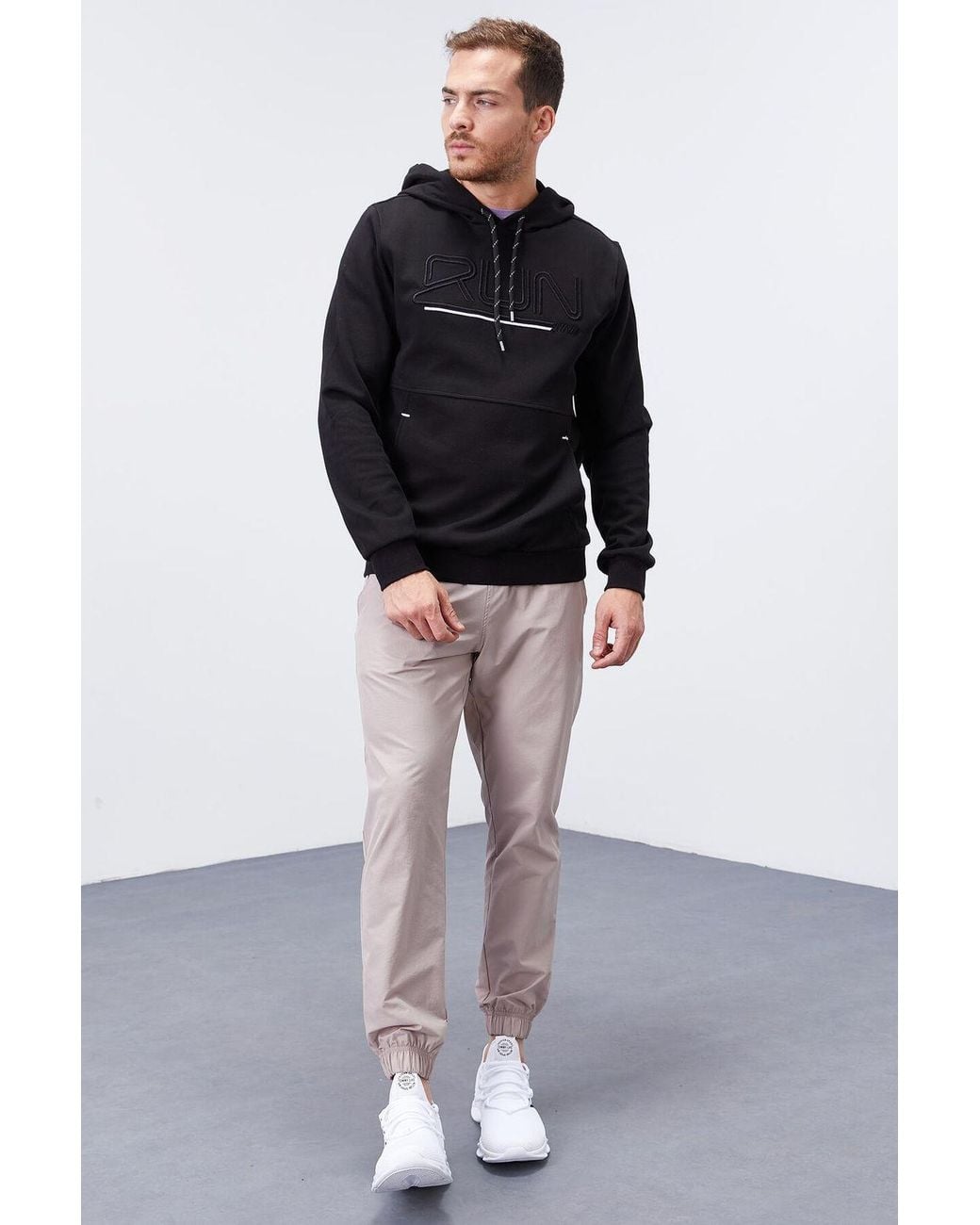 TOMMY LIFE Black Logo Printed Hooded Sweatshirt for men