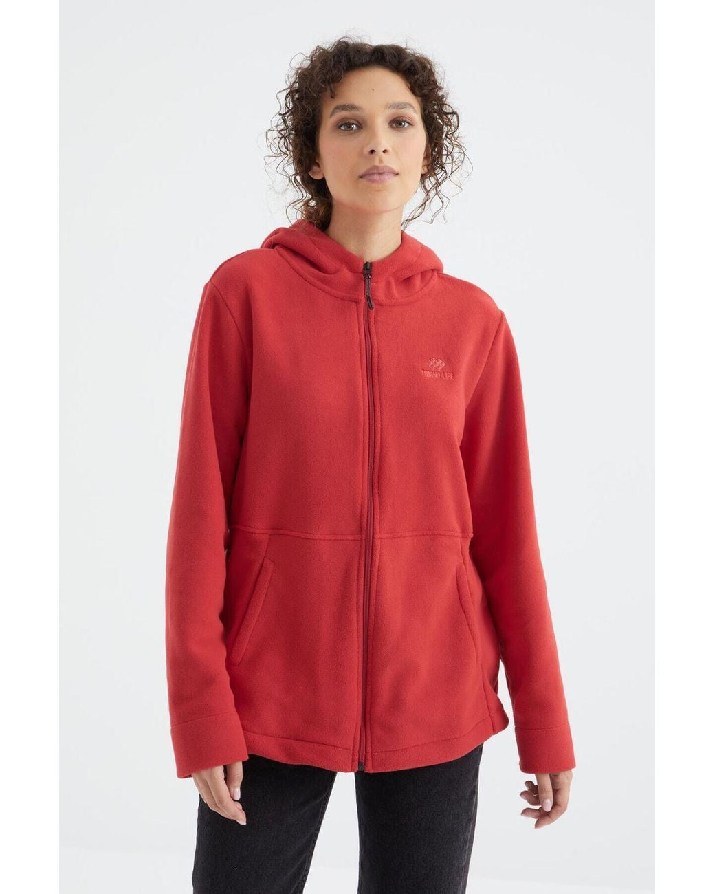 TOMMY LIFE Red Hooded Zip Sweatshirt