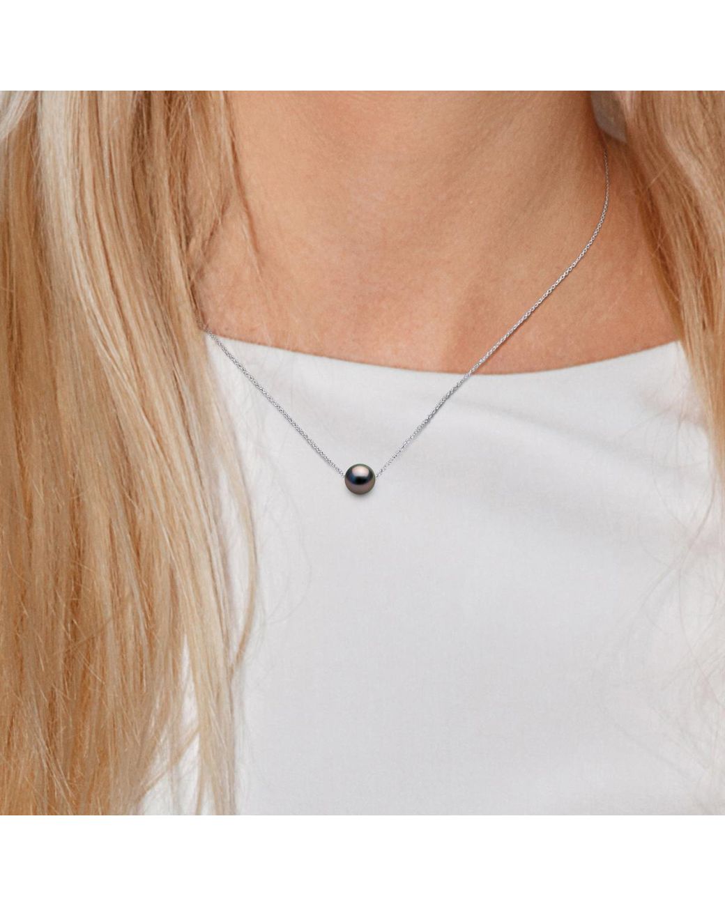 Diadema Ketting Tahitian Pearl Ronde 9-10 Mm Venetiaans Keten 925 in het Blue