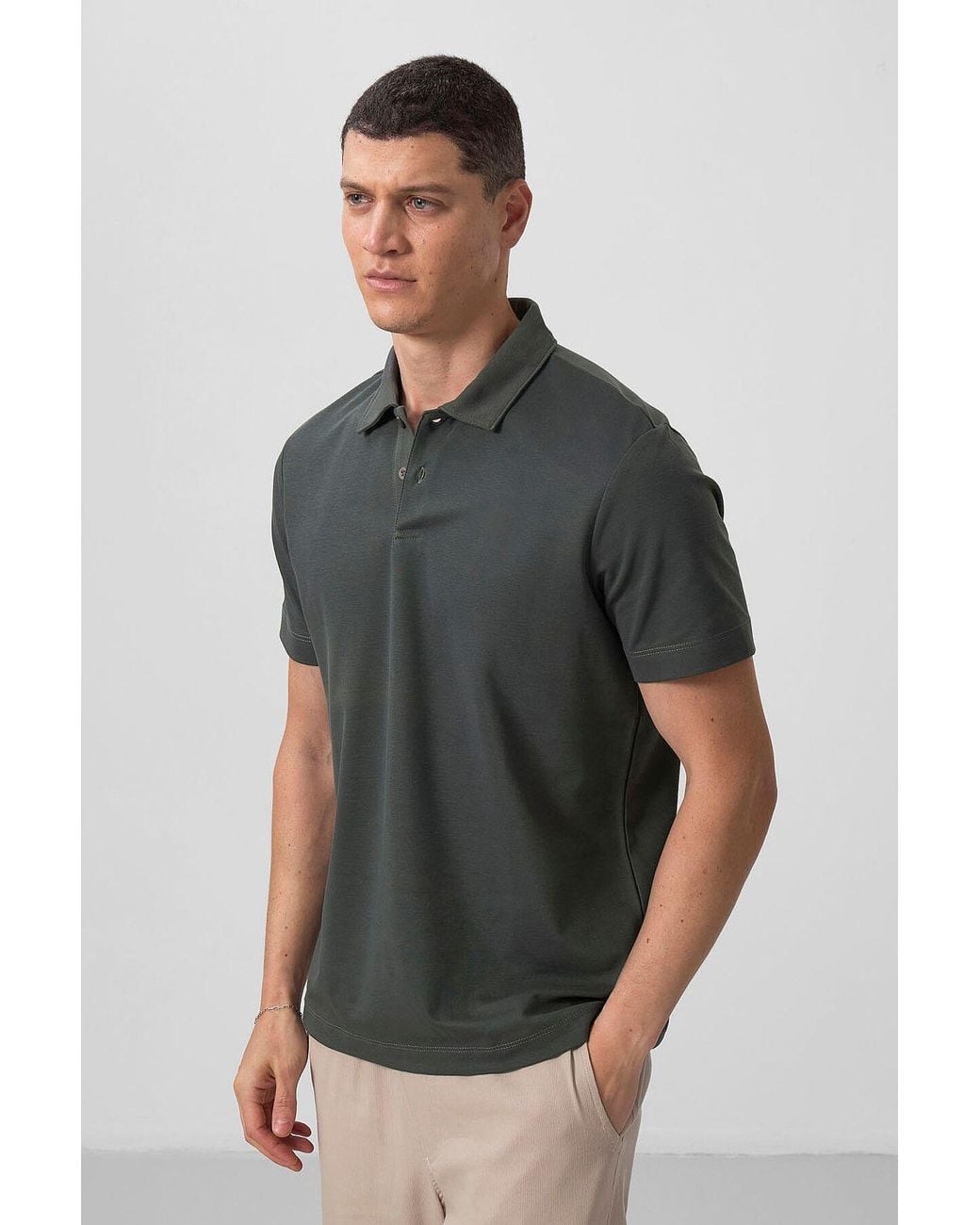TOMMY LIFE Black Cotton-Elastane Polo T-Shirt for men