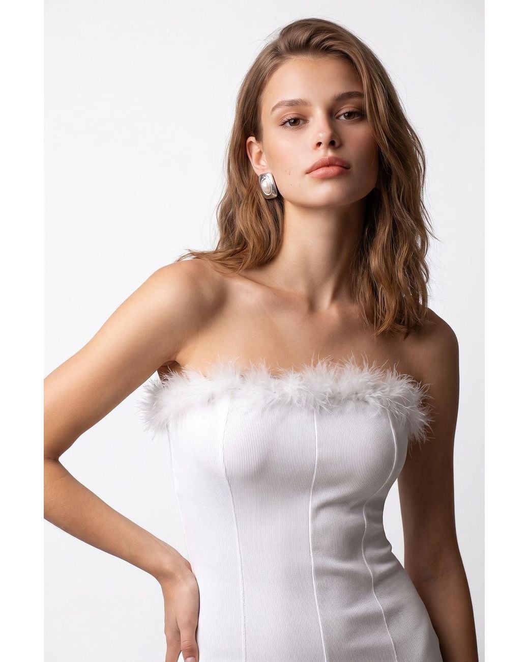 MixRay White Strapless Bodycon Mini Dress