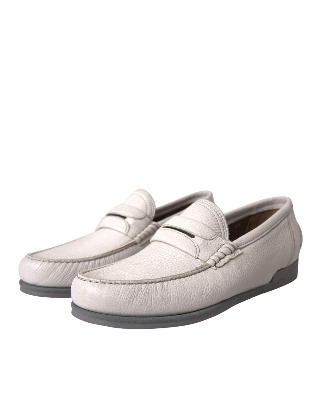 Dolce & Gabbana Weiß graue leder slip-on loafers in White für Herren