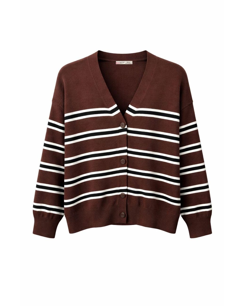 MixRay Multicolor Striped V-Neck Cardigan