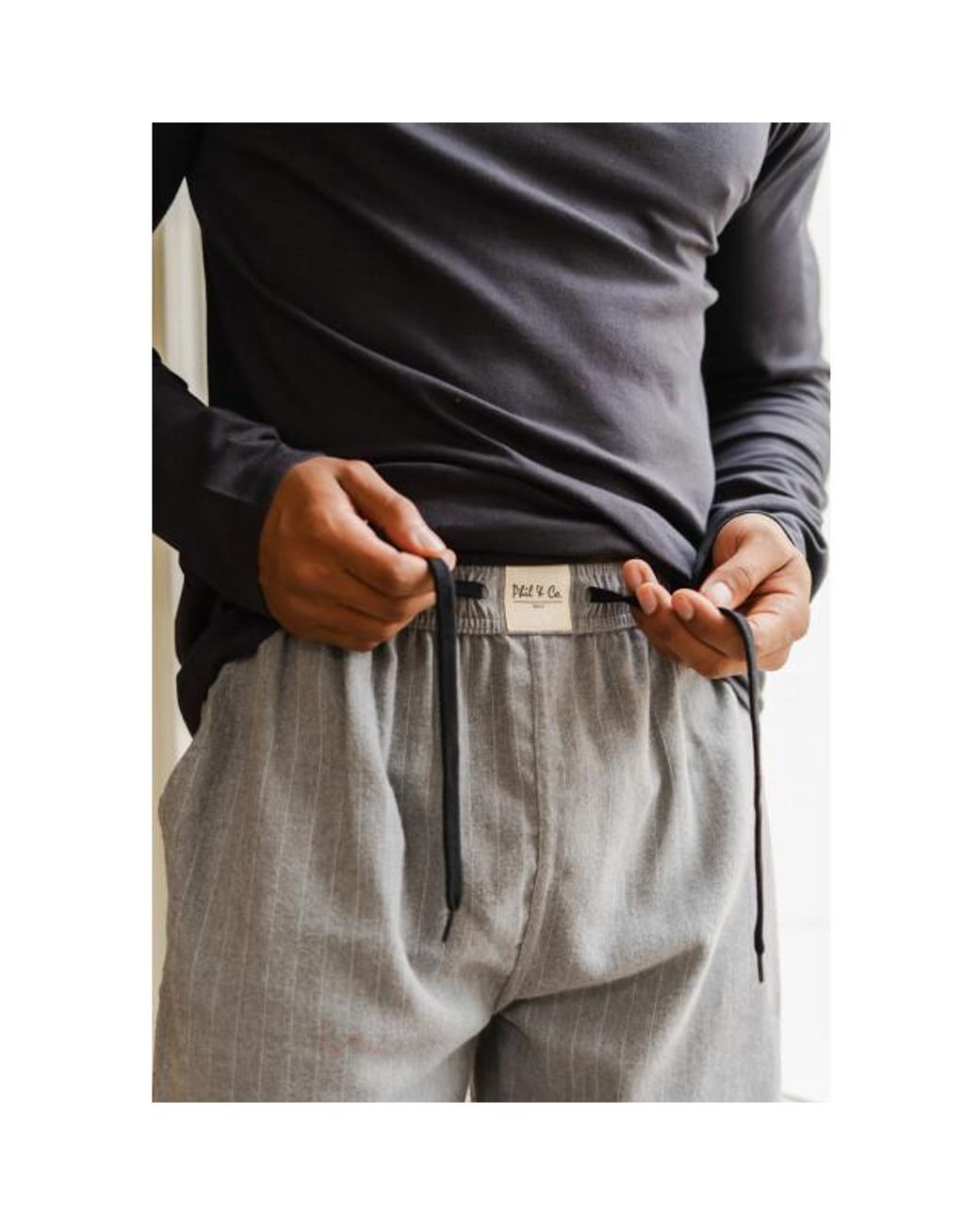 Phil & Co. Berlin Lange Pyjama Set Met Flanellen Pyjamabroek Grijs in het Gray voor heren