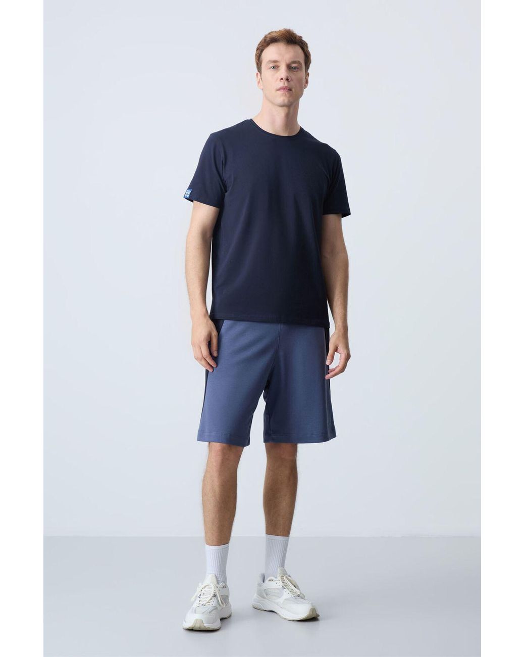 TOMMY LIFE Blue Cotton Blend Sweat Shorts for men