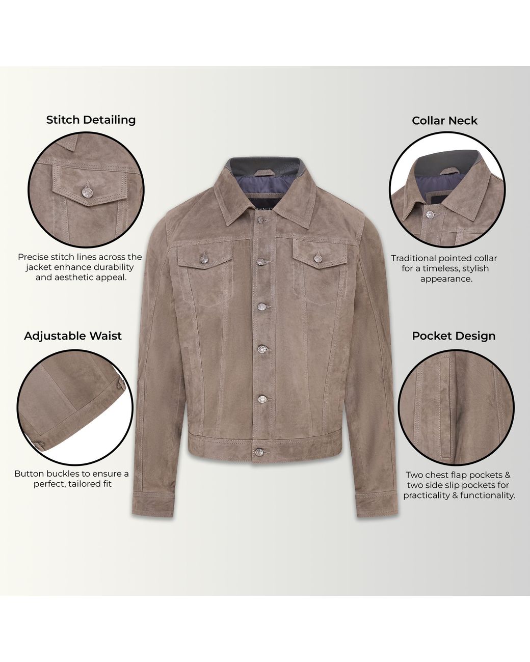 Infinity Leather Grijze Herenjas Van Geitensuèdeleer in het Brown voor heren