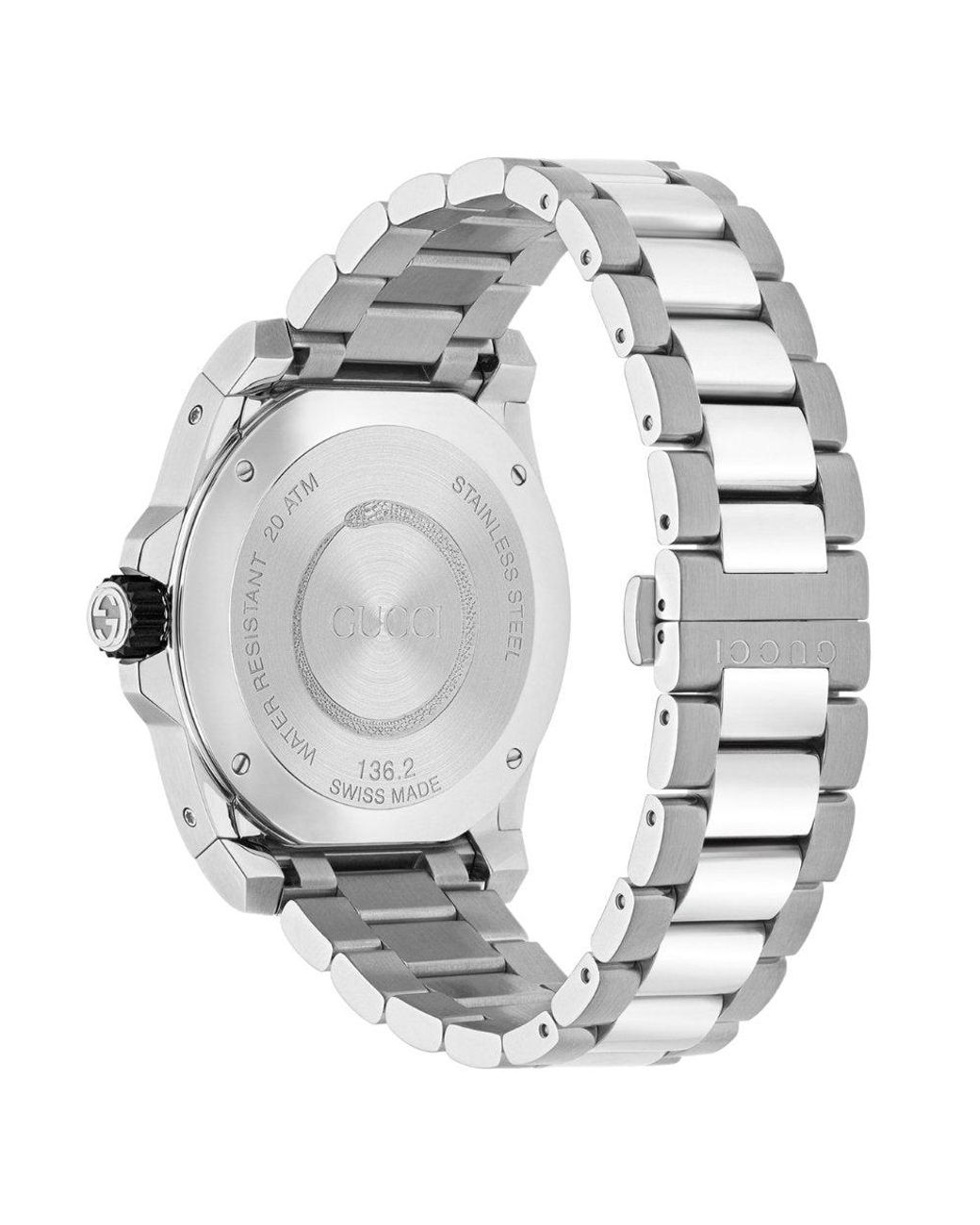 Gucci Ya136218 Zwarte Slangenwijzerplaat Herenhorloge in het Metallic voor heren