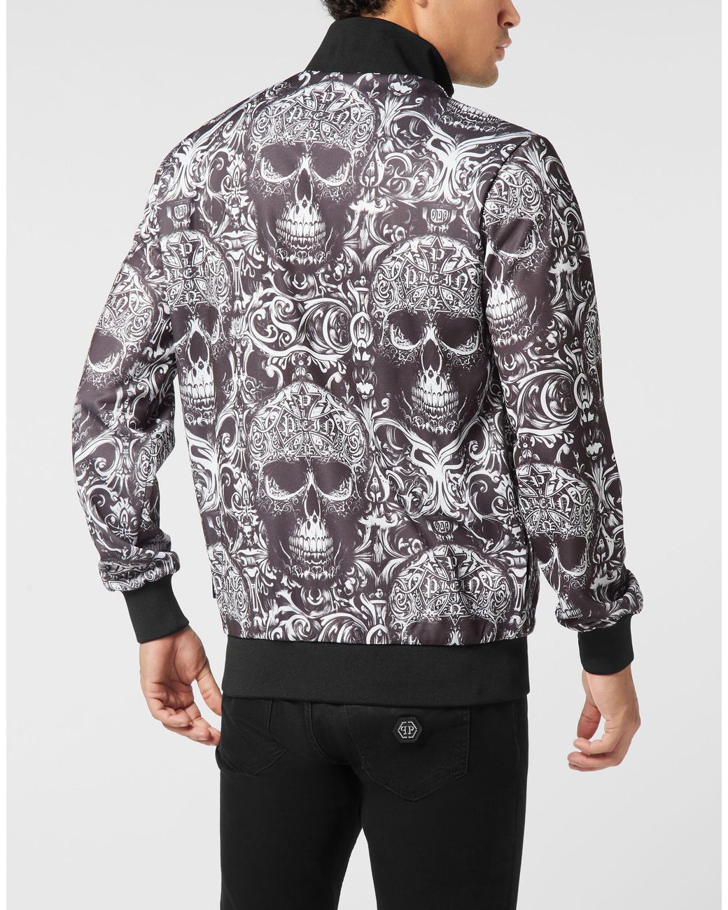 Philipp Plein Tracksuit Jacket All-Over Skull in het Gray voor heren