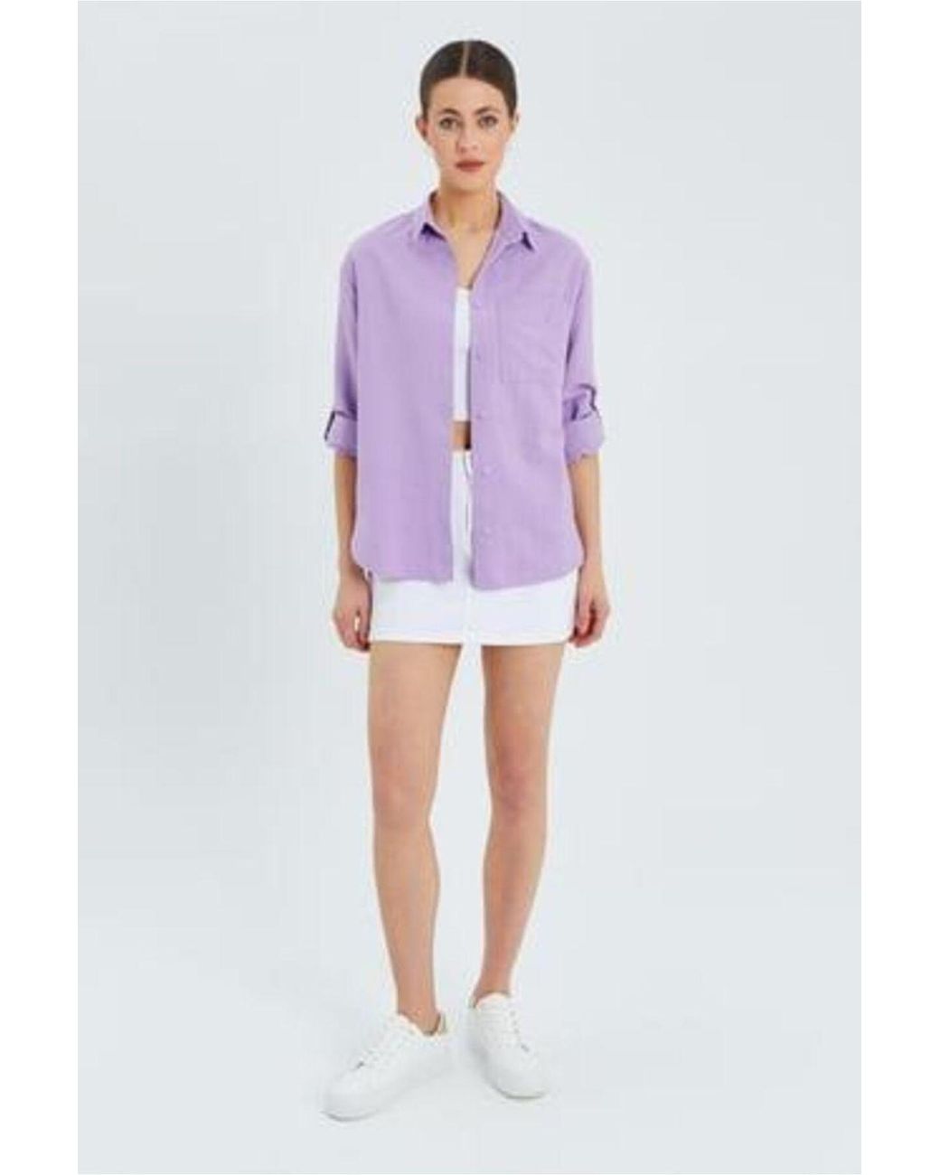MixRay Purple Long Sleeve Button-Up Shirt With Pocket