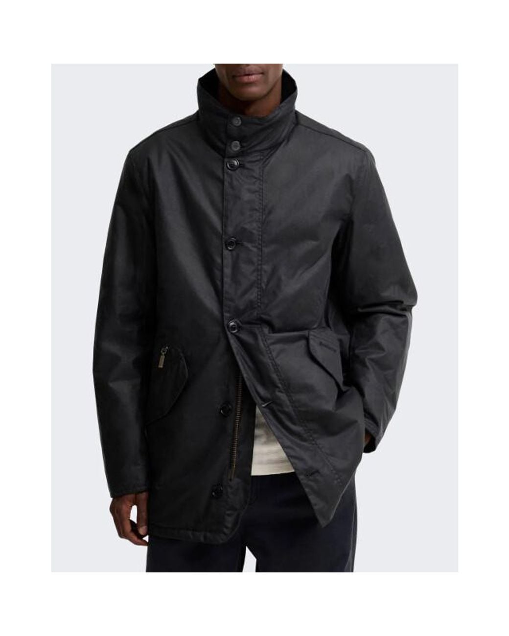 Barbour Modern Powell Gewaxte in het Black voor heren