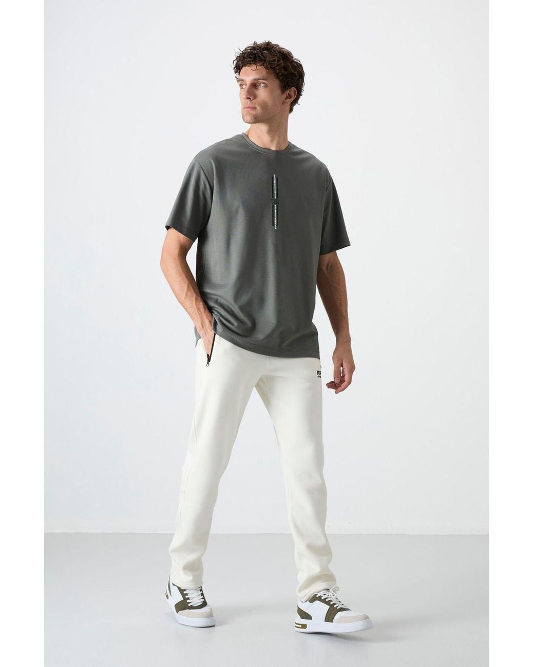 TOMMY LIFE White Regular Fit Fleece Sweatpants for men