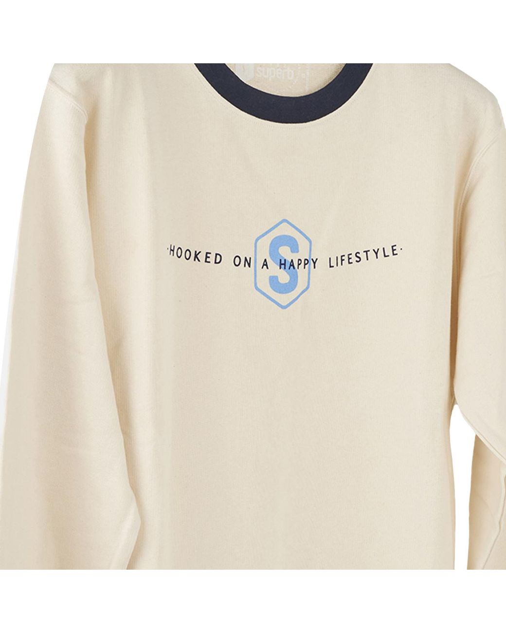 Superb Sudadera Crew Behappy Sweatshirt in het Natural voor heren