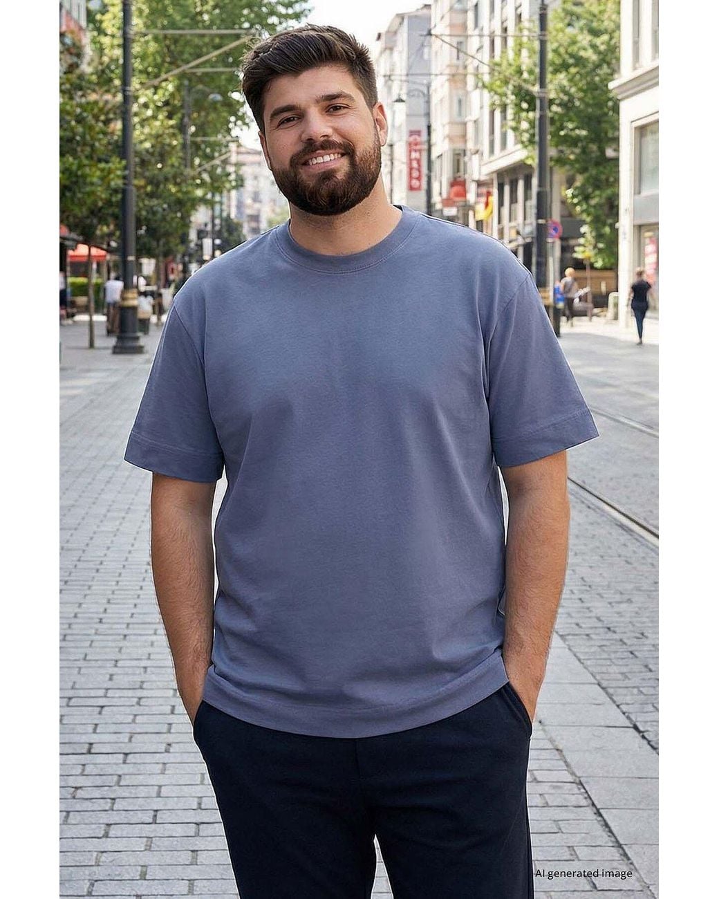 TOMMY LIFE Blue Cotton Elastane T-Shirt for men