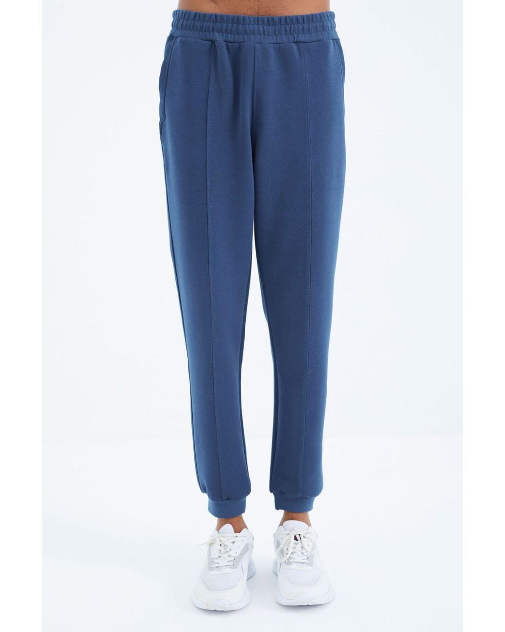 TOMMY LIFE Blue Regular-Fit 3-Thread Fleece Sweatpants for men