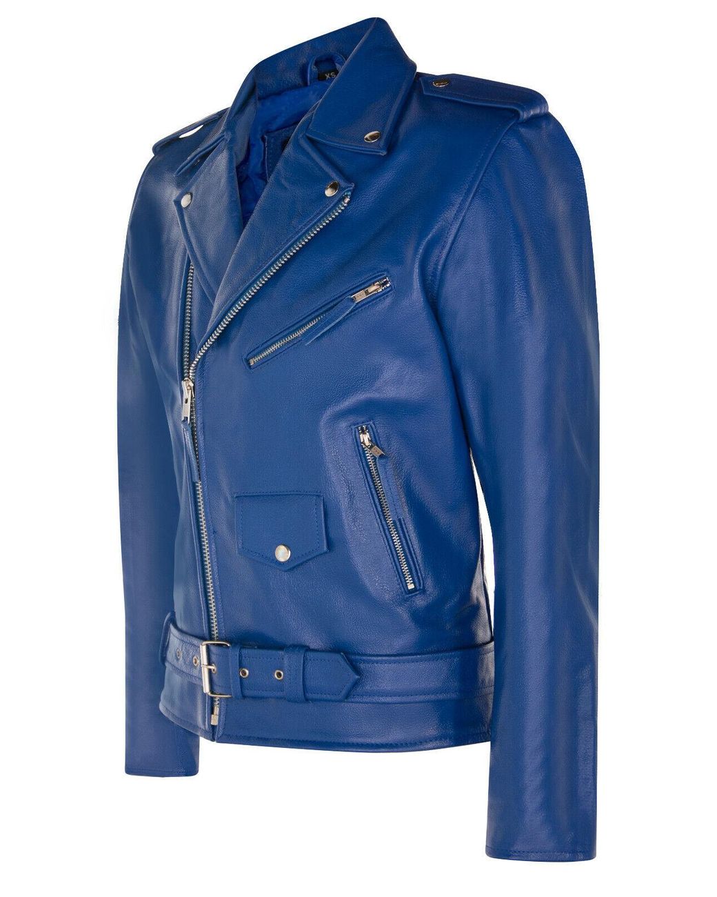 Infinity Leather Leren Brando Biker Rock Motorjas Van Leer in het Blue voor heren