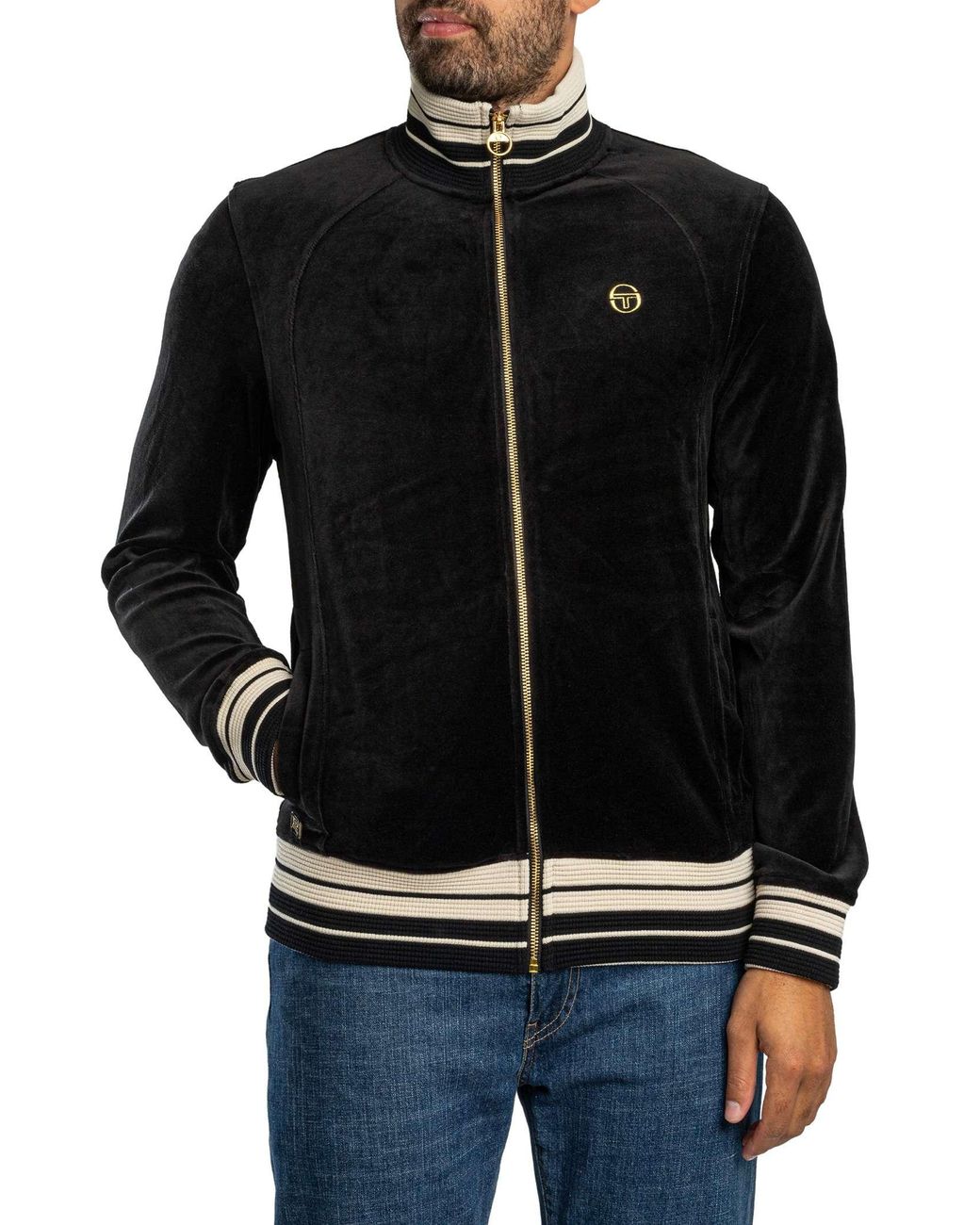 Sergio Tacchini Lazzari Velours Trainingsjack in het Black voor heren
