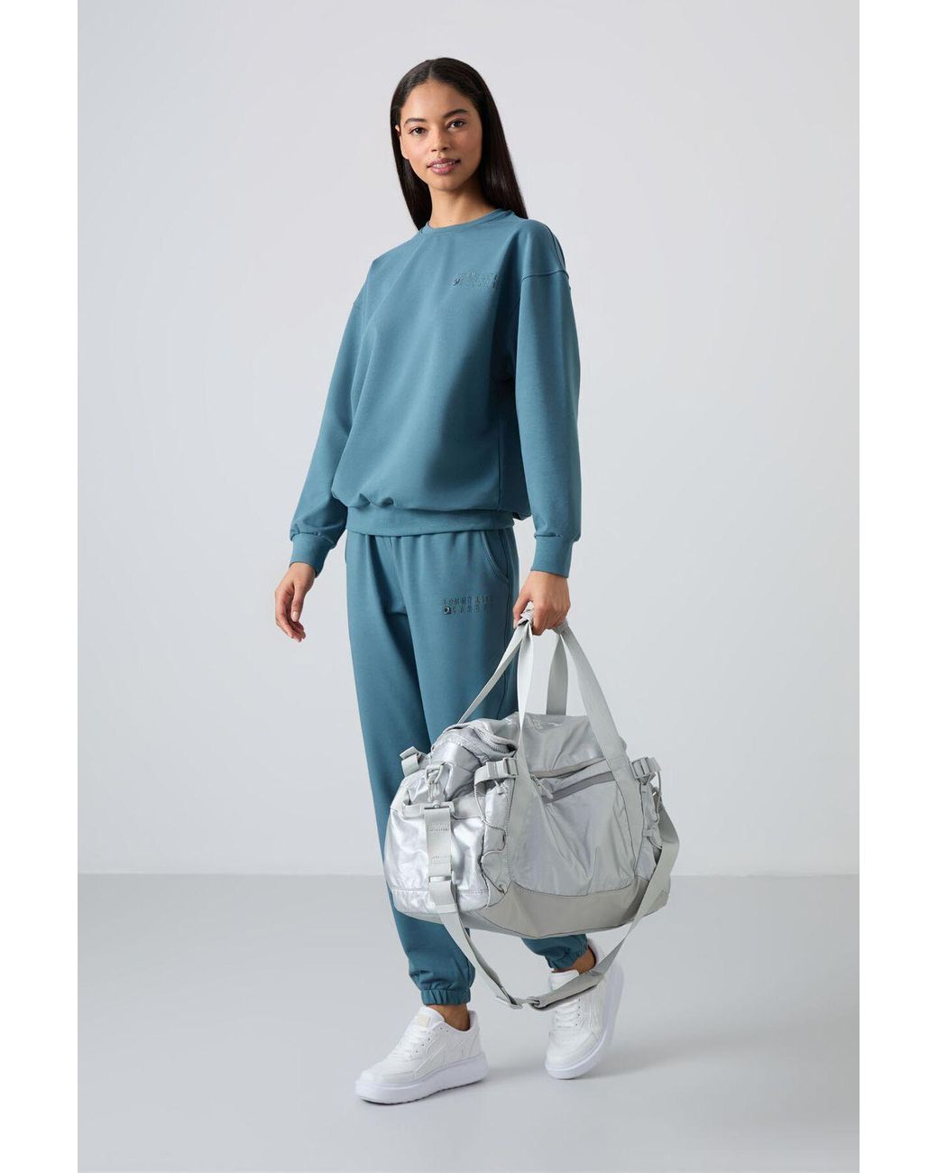 TOMMY LIFE Blue Oversized Sweatshirt And Elastic Hem Pants Set