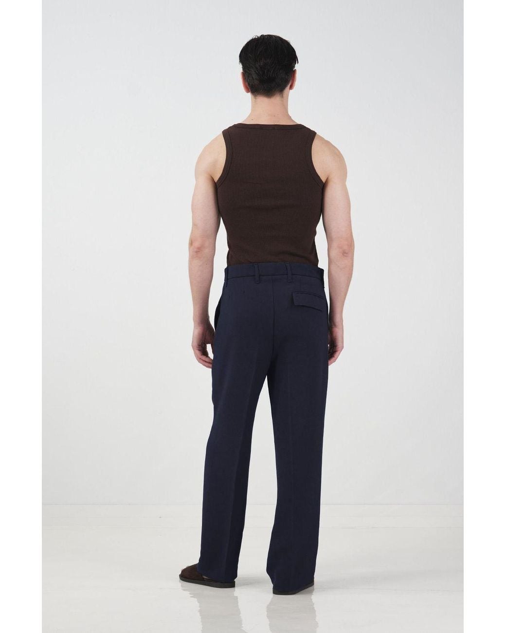 Giesto Blue Mid-Waist Straight-Leg Knit Pants for men