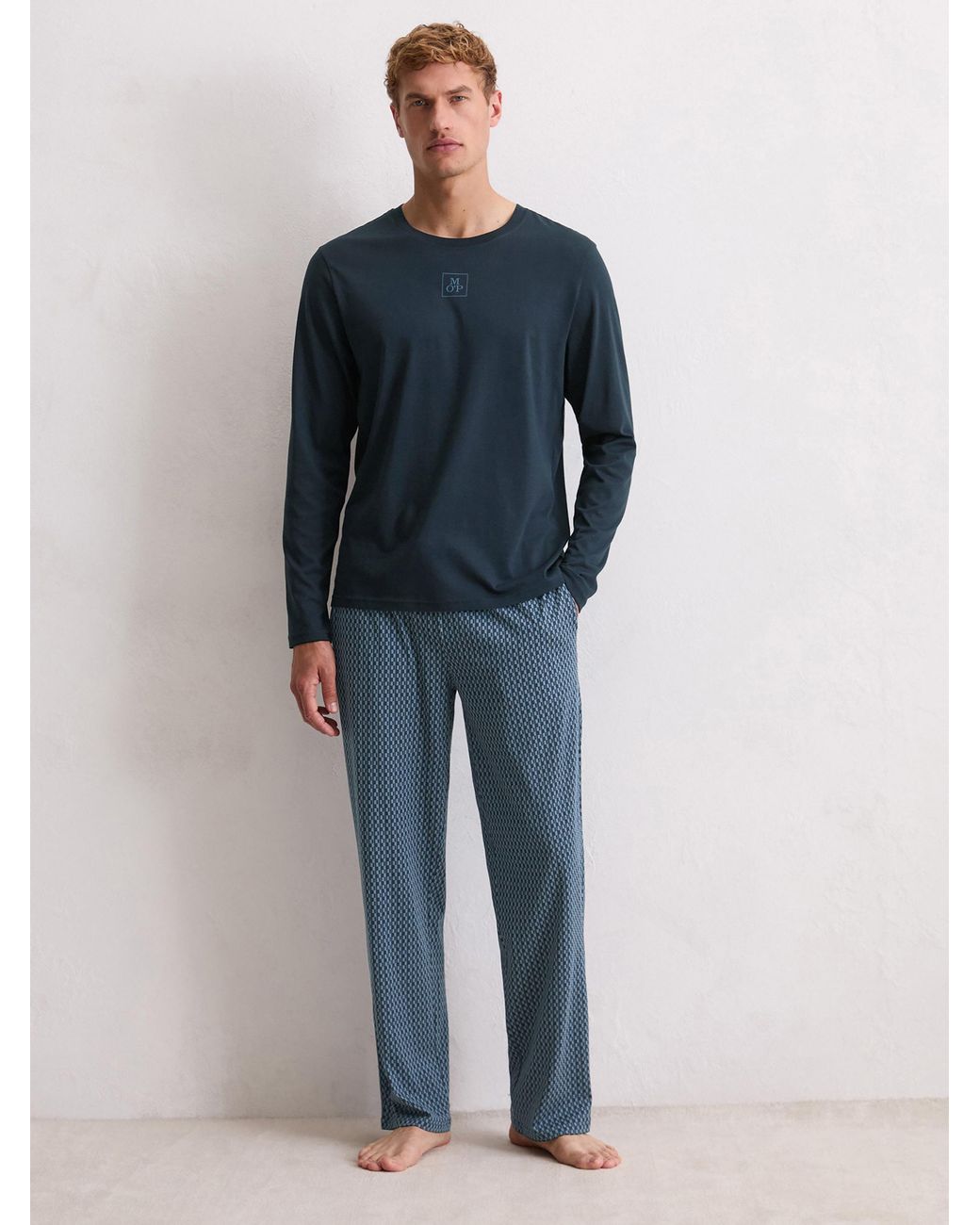 Marc O' Polo Mannen Pyjama Blend & Pair Cotton in het Blue voor heren
