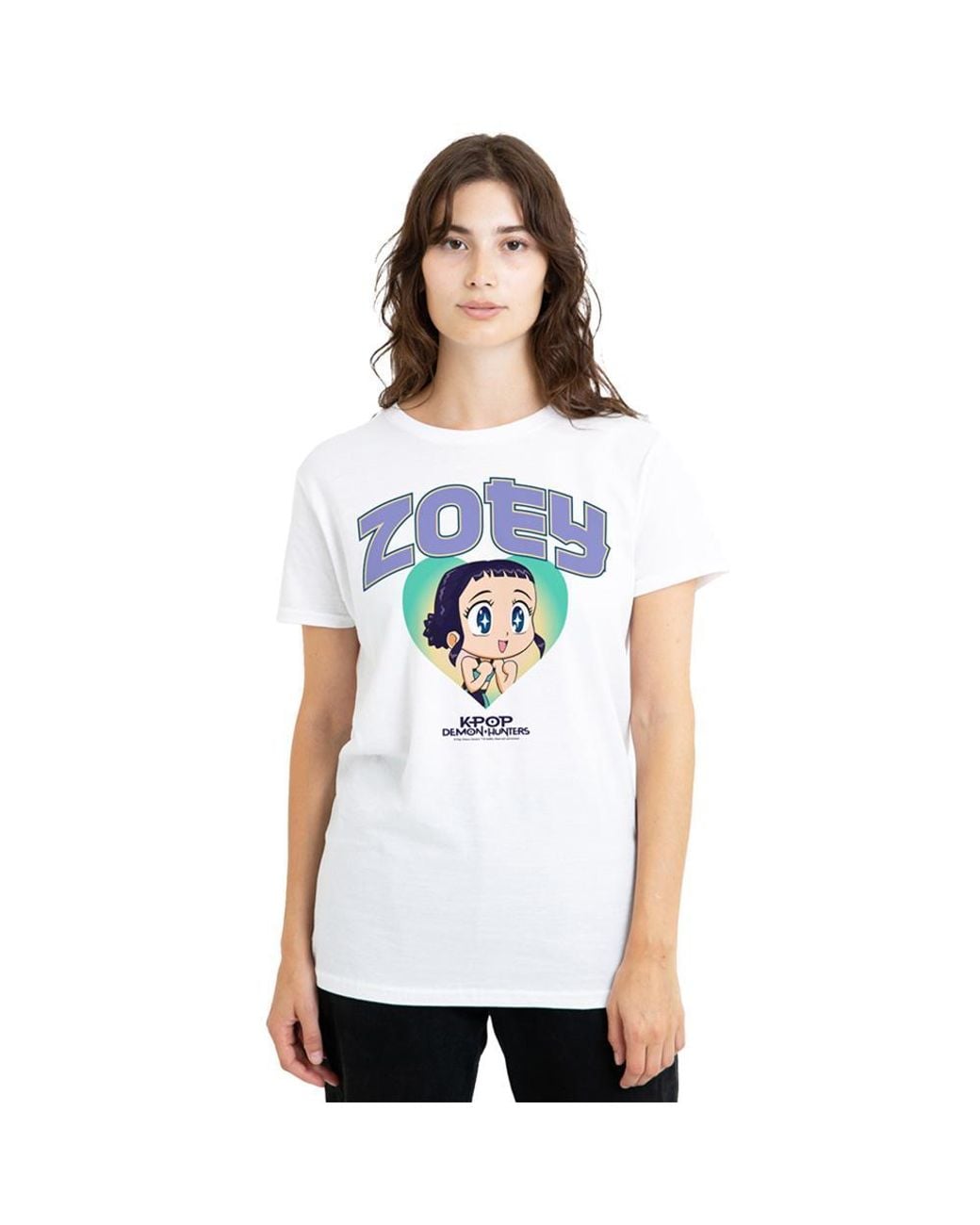 K-Pop Demon Hunters White Ladies Huntrix Zoey Collegic T-Shirt