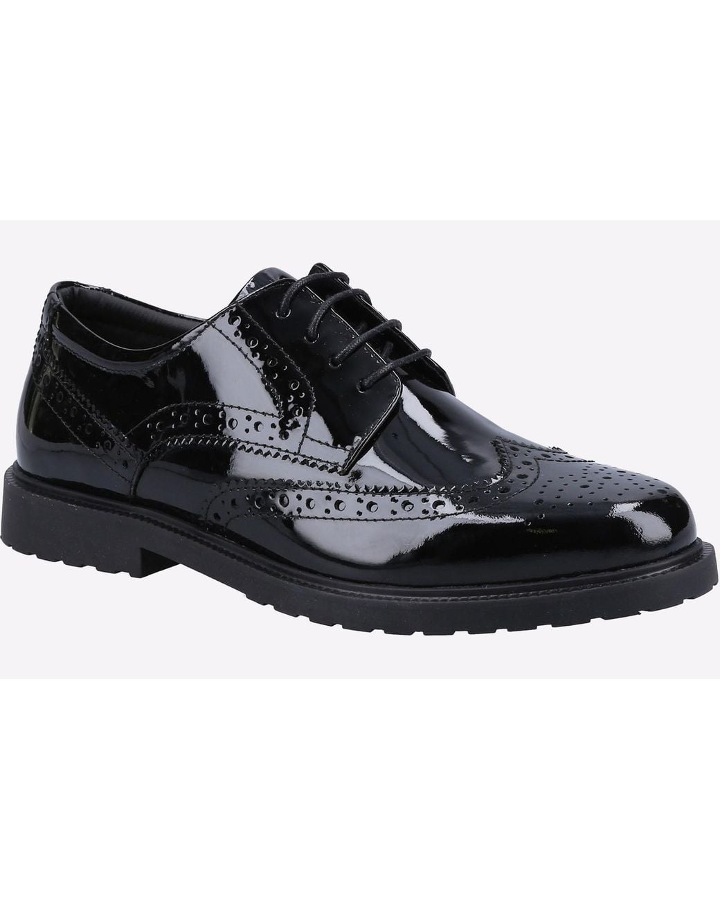 Hush Puppies Black Verity Leather Patent Brogues Shoes