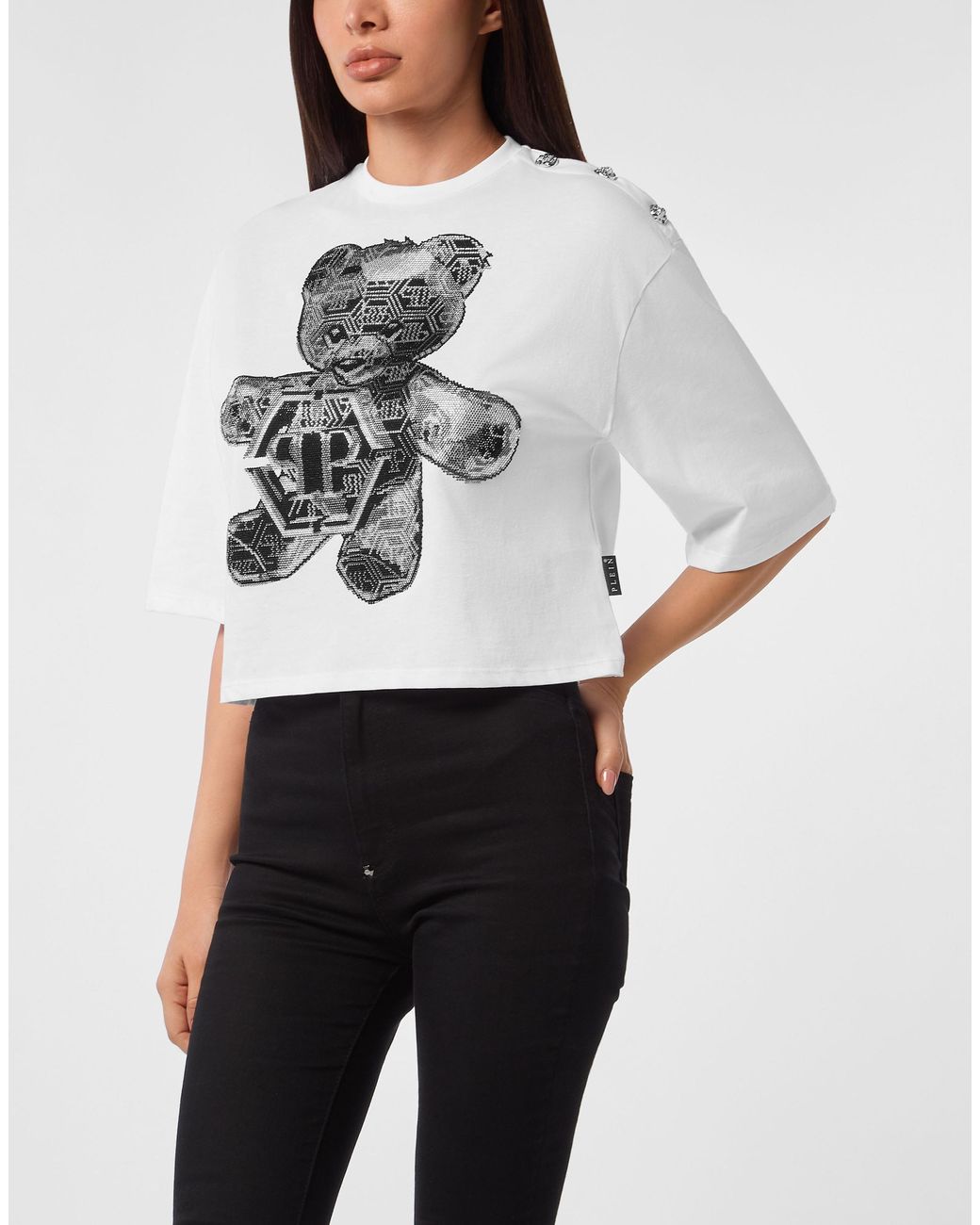 Philipp Plein T-Shirt Ronde Hals Teddy in het White
