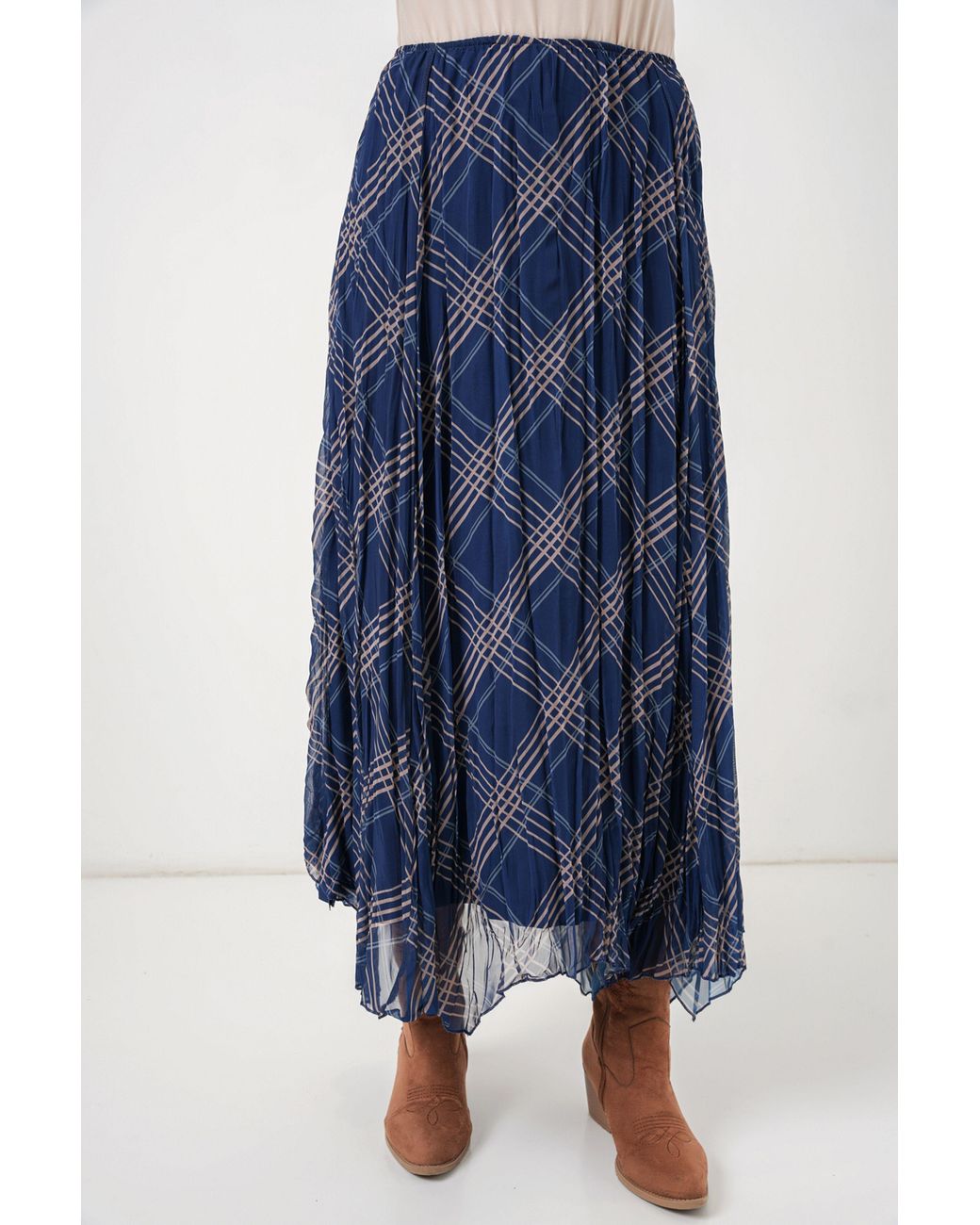 Bigdart Blue Asymmetrical Patterned Maxi Skirt