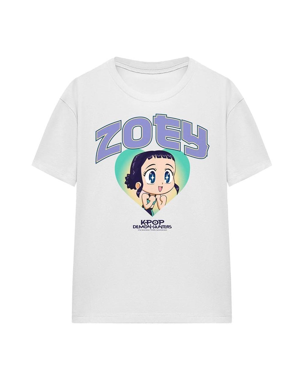 K-Pop Demon Hunters White Ladies Huntrix Zoey Collegic T-Shirt