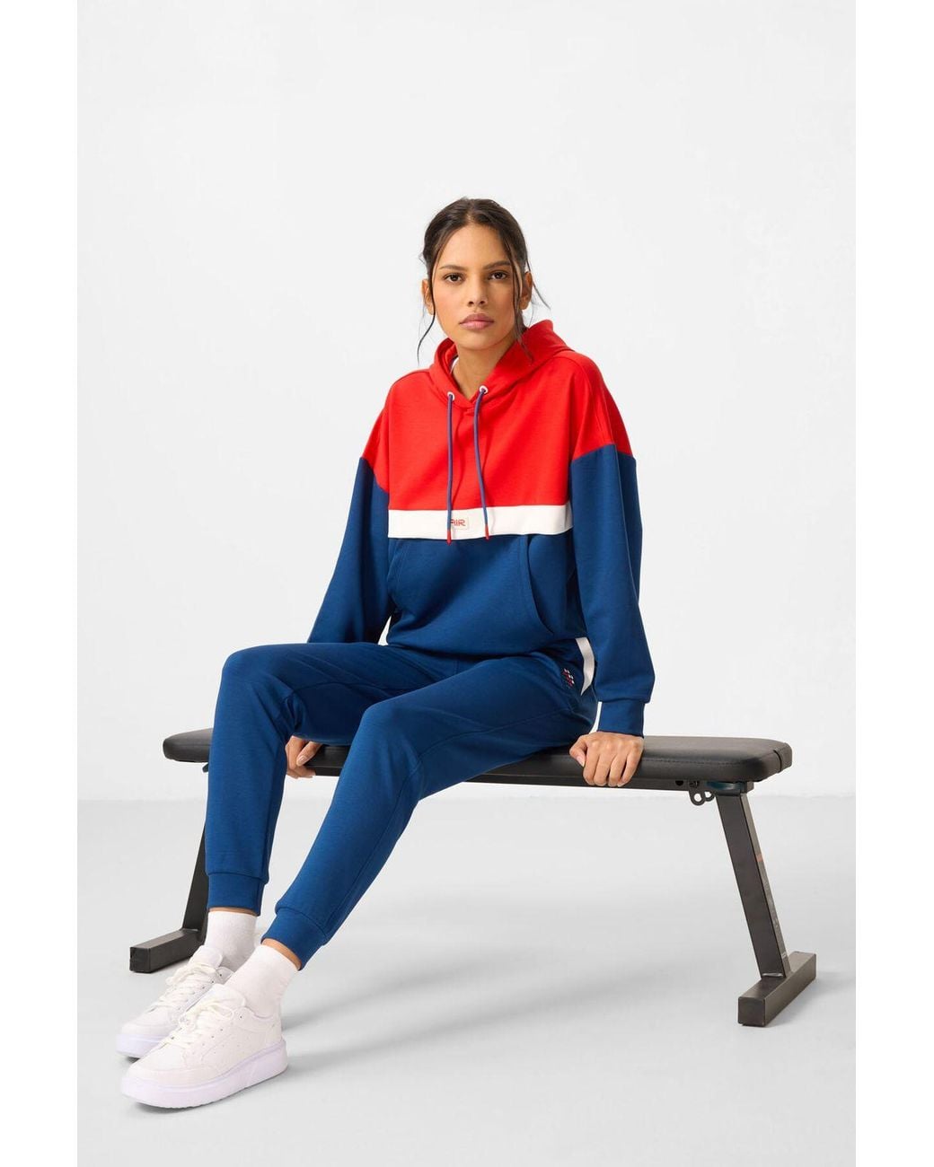 TOMMY LIFE Red Color-Blocked Hooded Sweatshirt And Pants Set