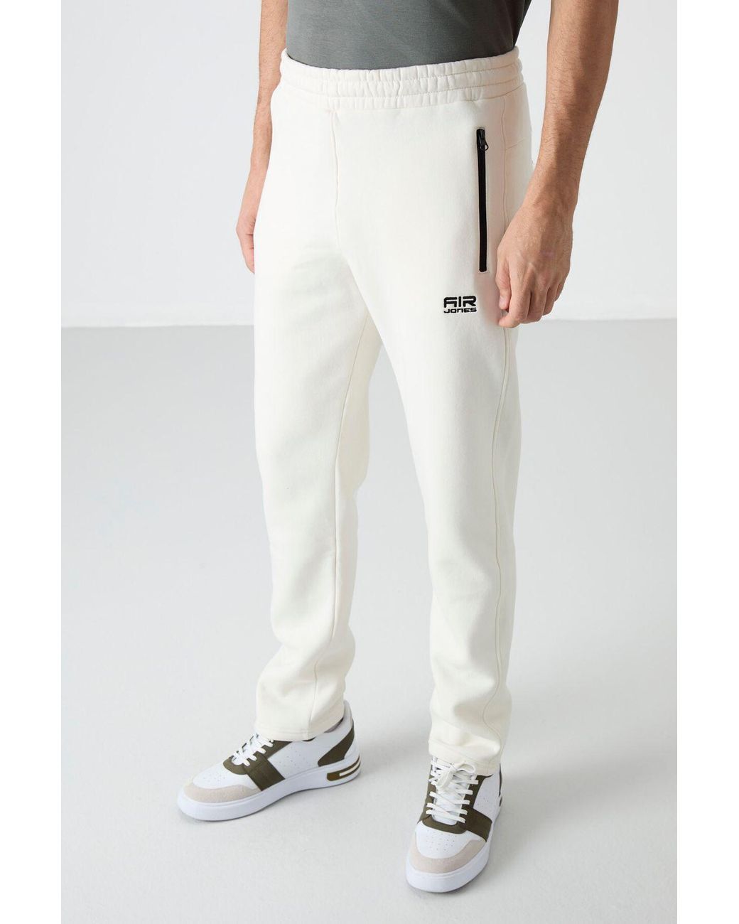 TOMMY LIFE White Regular Fit Fleece Sweatpants for men