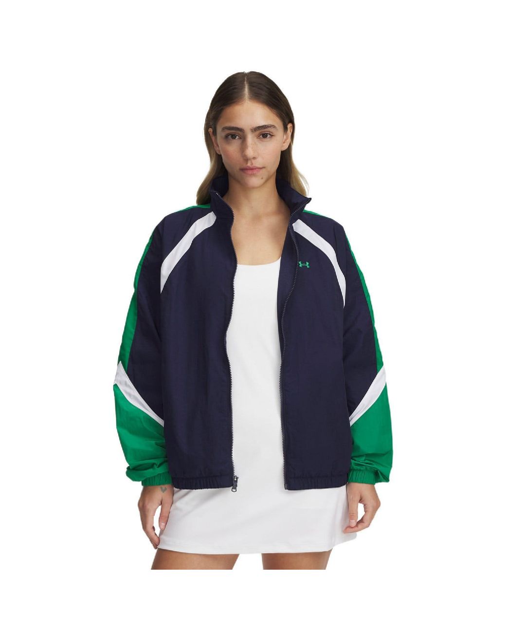 Under Armour Icon Crinkle Jas (Blauw/Groen/Wit) in het Blue