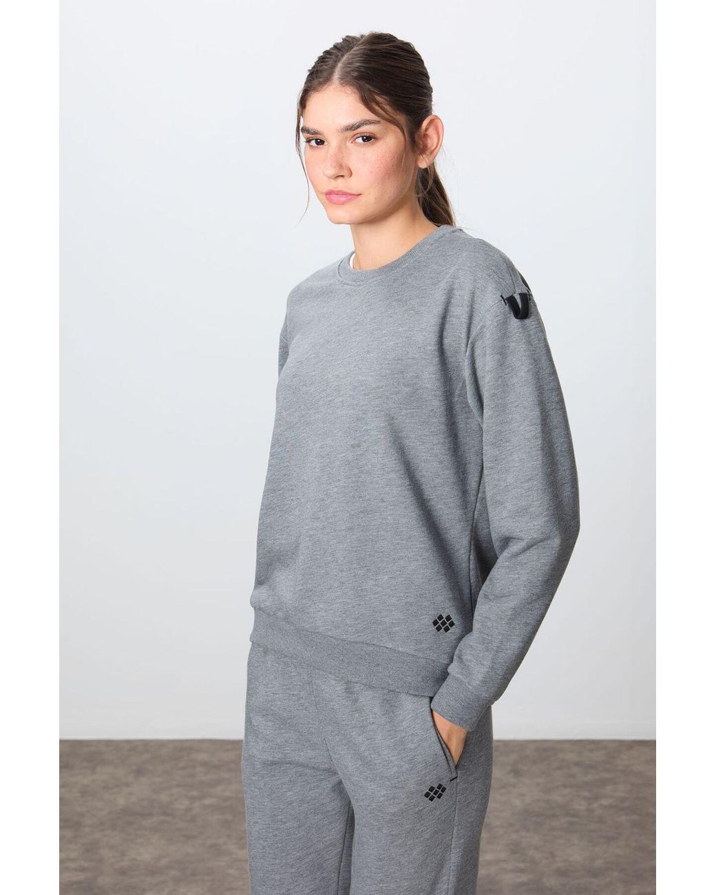 TOMMY LIFE Gray Oversized Cotton- Sweatshirt And Pants Set