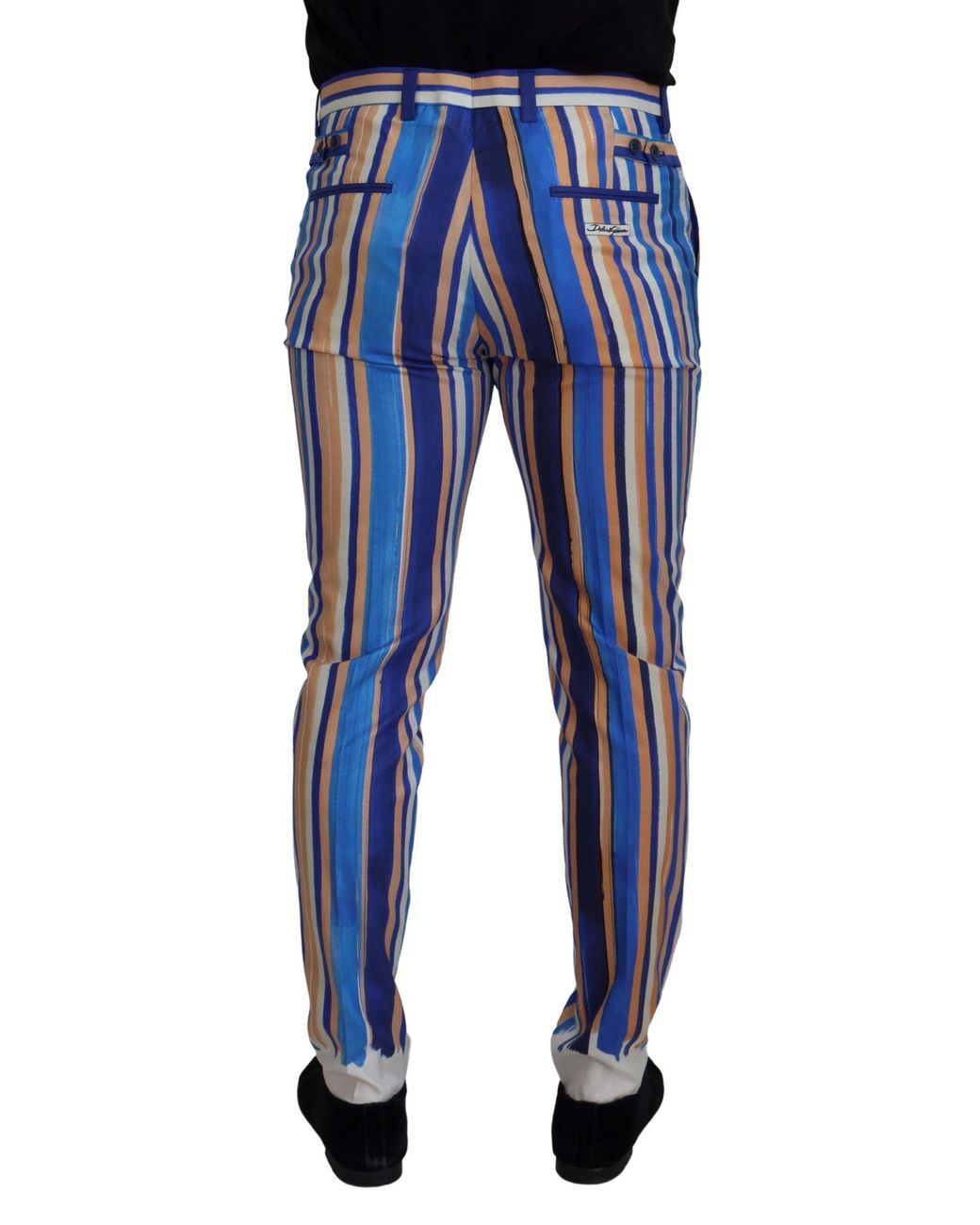 Dolce & Gabbana Gestreepte Zijden Katoenen Slim Fit Broek in het Blue voor heren