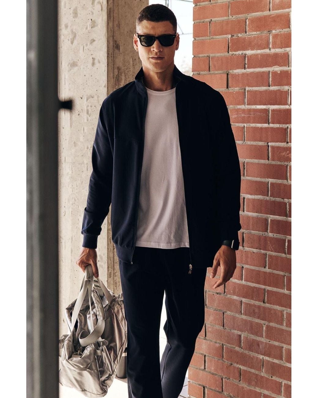TOMMY LIFE Blue Zip-Collar Sweatshirt And Pants Set for men