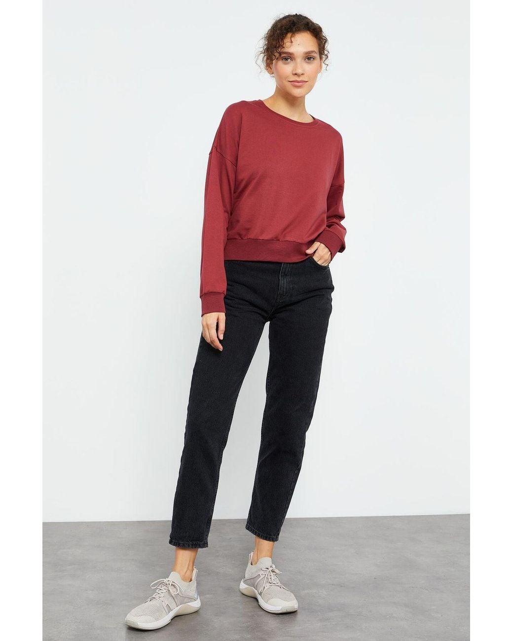 TOMMY LIFE Red Relaxed Crew Neck Sweatshirt