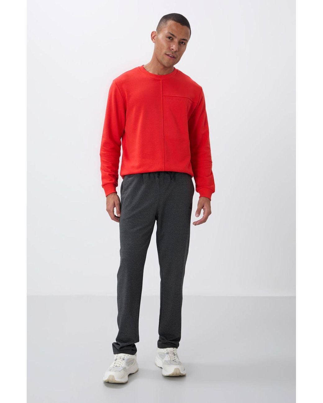 TOMMY LIFE Black Regular-Fit Cotton Blend Sweatpants for men