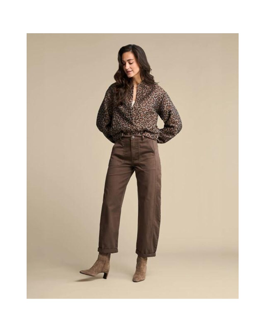 Red Button Margot Fine Twill Mud in het Brown