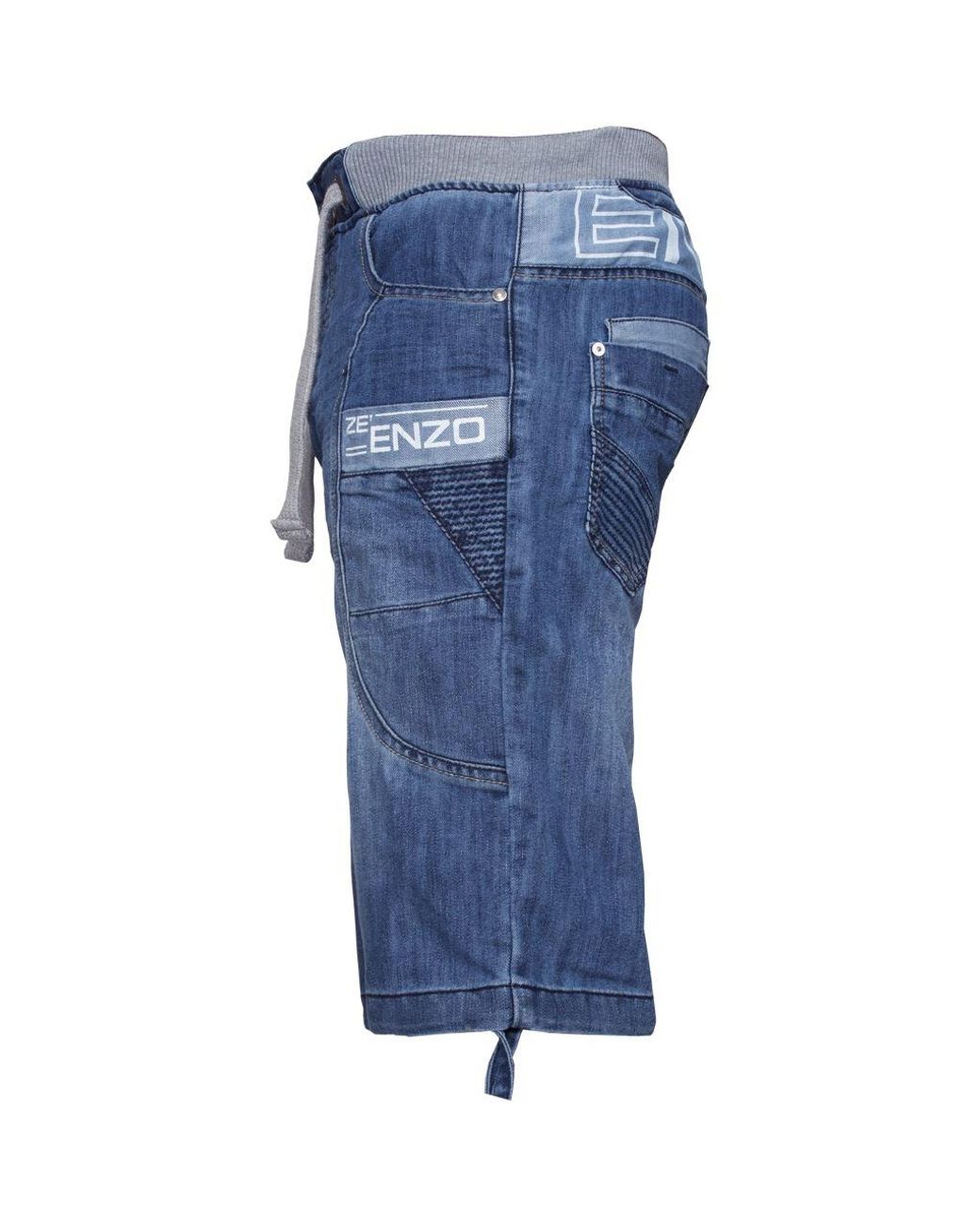 Enzo Elastische Denim Shorts in het Blue voor heren