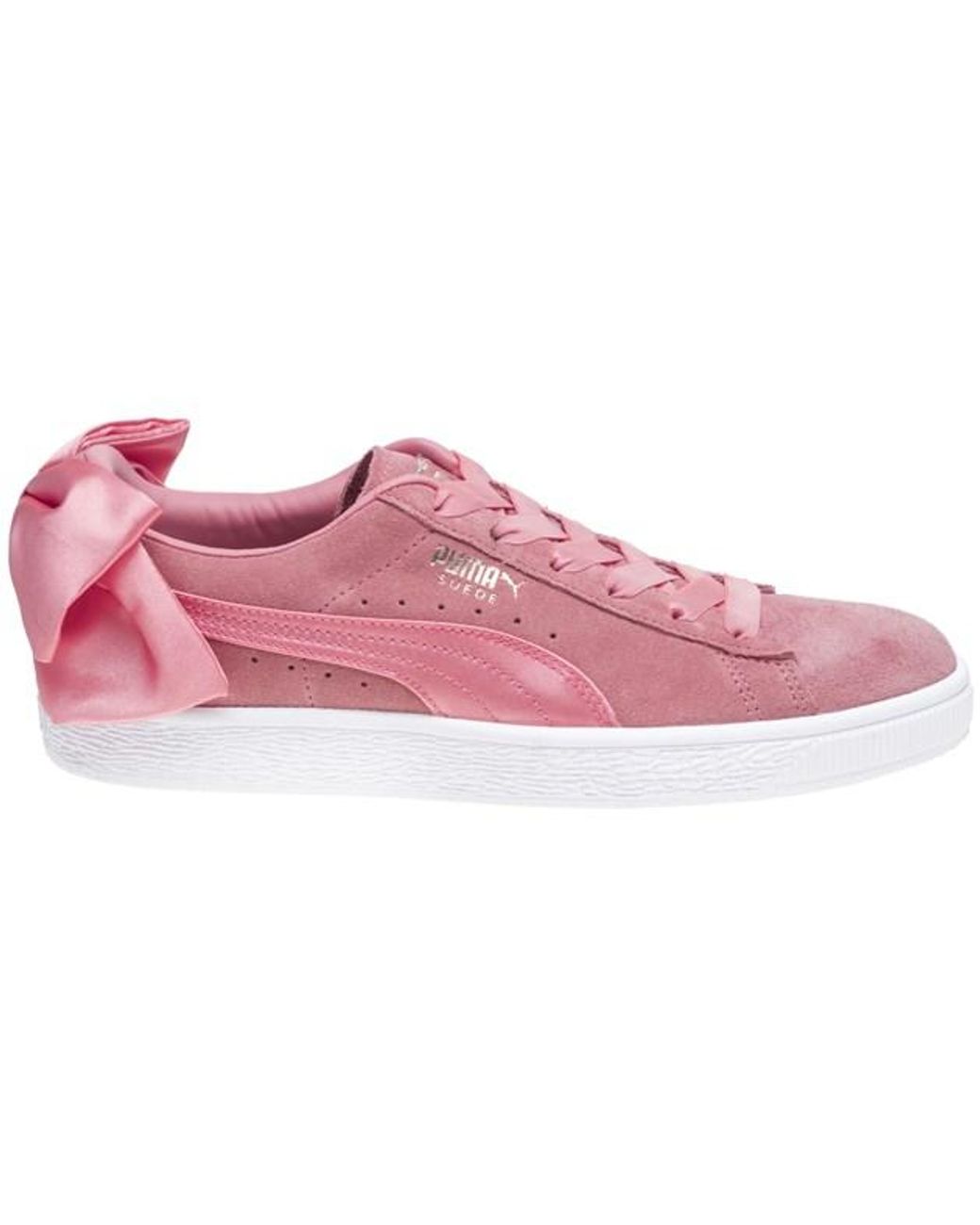 PUMA Pink Suede Bow Trainers