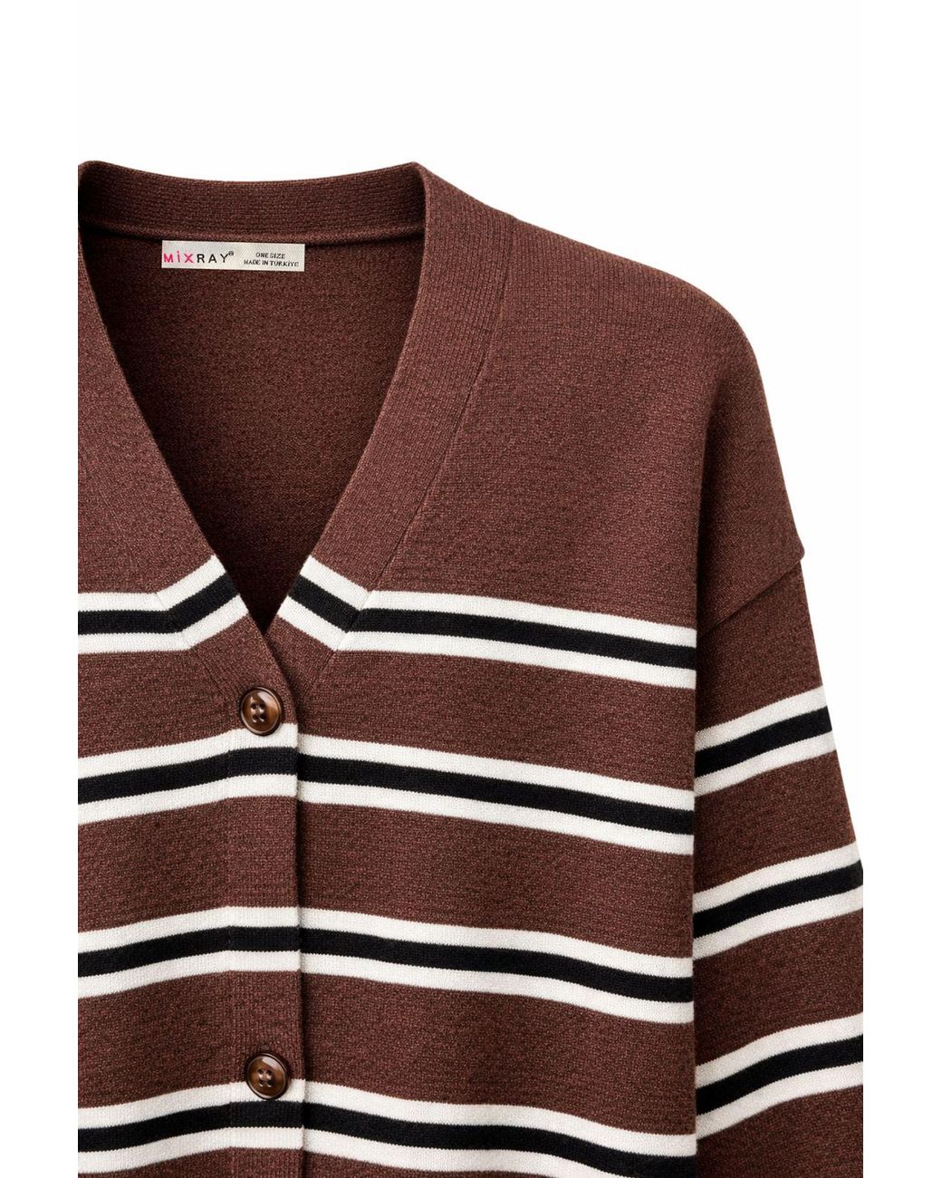 MixRay Multicolor Striped V-Neck Cardigan