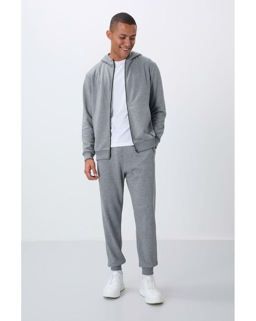TOMMY LIFE Gray Hooded Sweatshirt And Pants Set for men